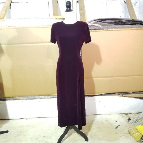 Maggie London burgundy velvet lace dress sz 4 - Picture 4 of 5